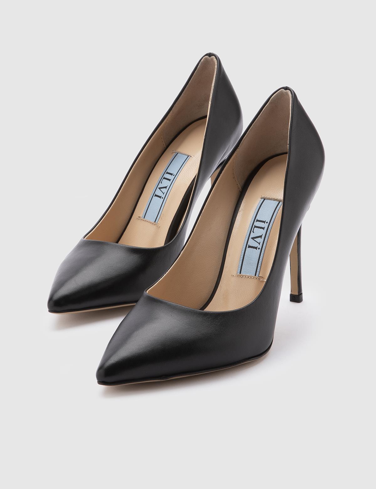 Nelli Black Leather Women's Stiletto