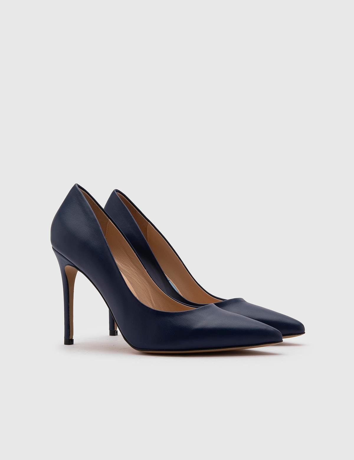 Nelli Navy Blue Leather Women's Stiletto