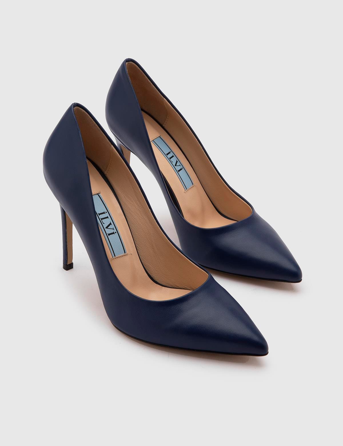 Nelli Navy Blue Leather Women's Stiletto
