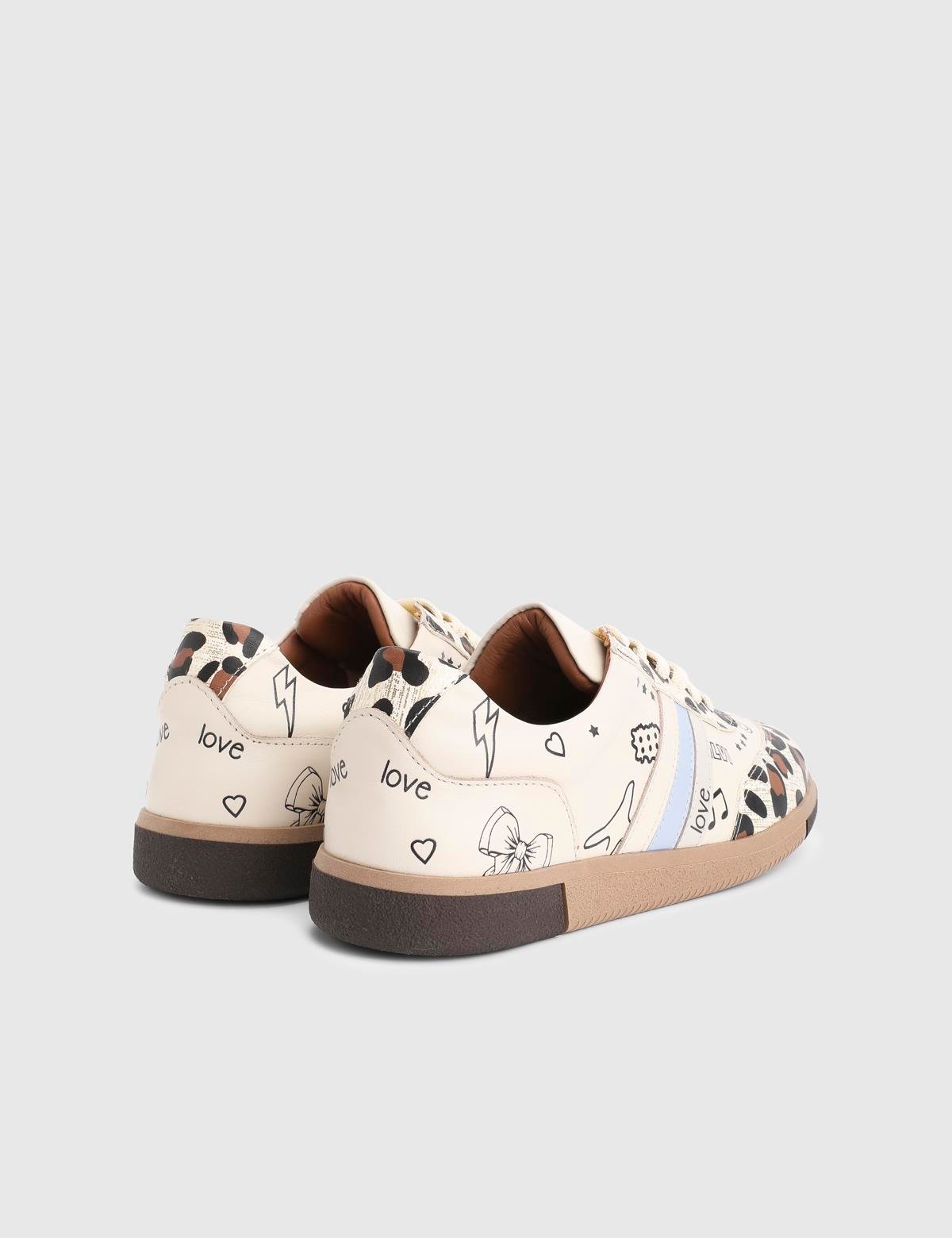 Nensi Beige Leather Women's Sneaker