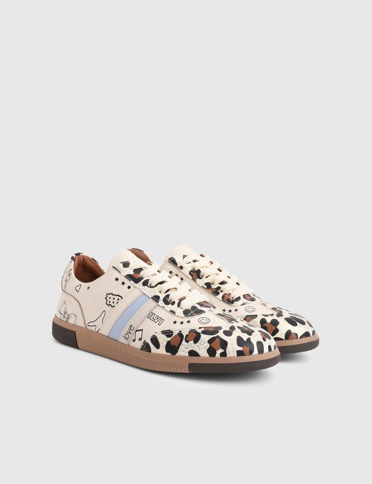 Nensi Beige Leather Women's Sneaker