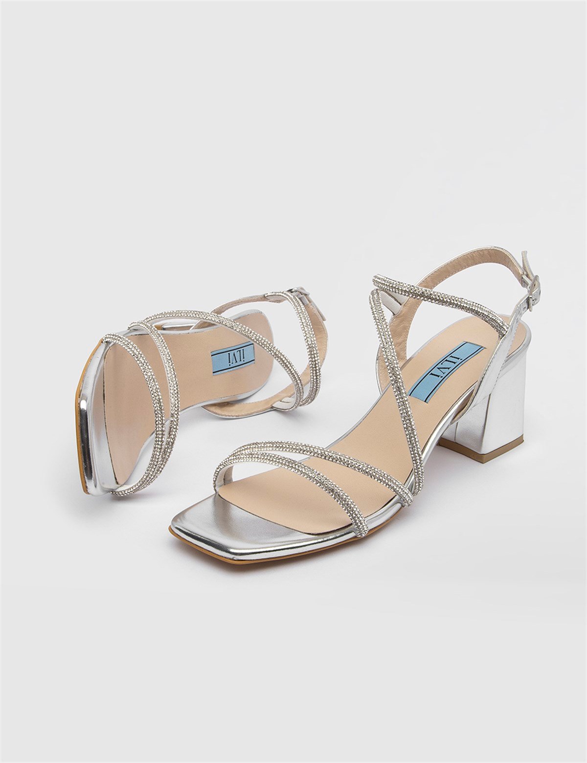 Nica Silver Leather Women's Heeled Sandal