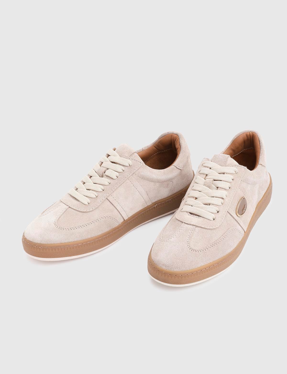 Nicoli Damen-Sneaker aus beigem Wildleder