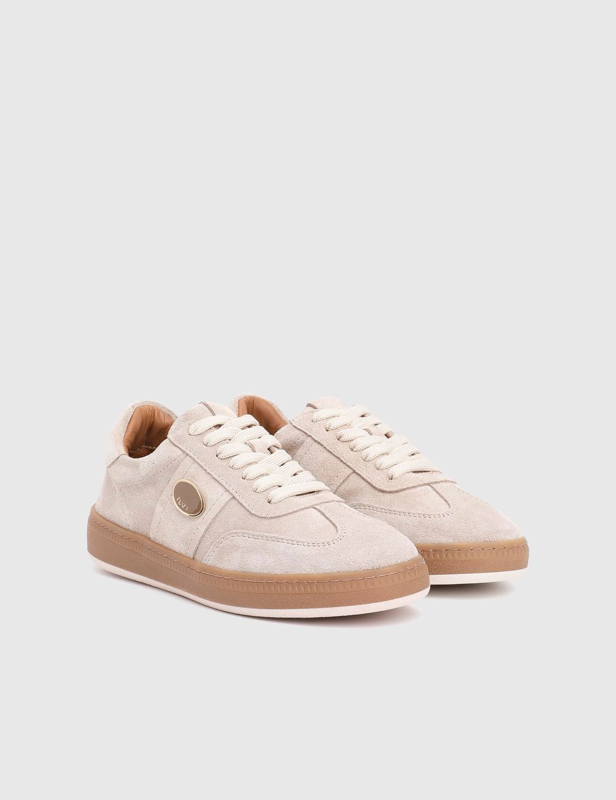 Nicoli Beige Suede Leather Women's Sneaker
