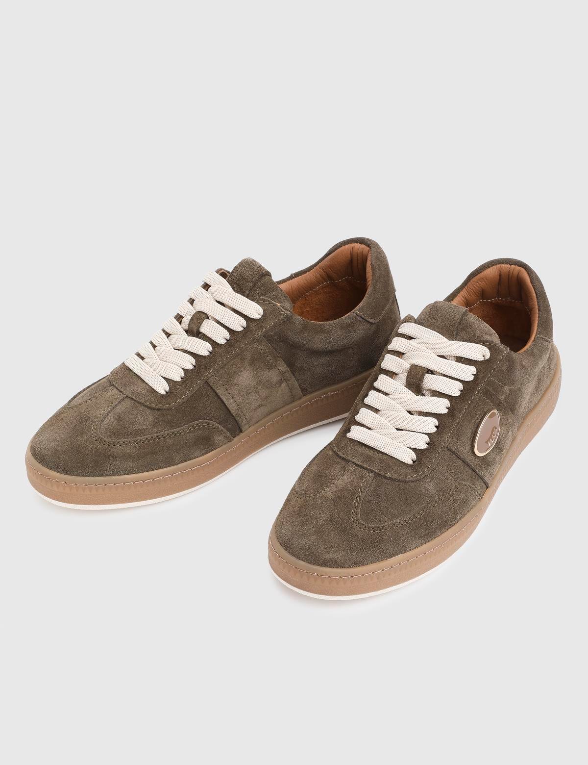 Nicoli Khaki Suede Leather Women's Sneaker