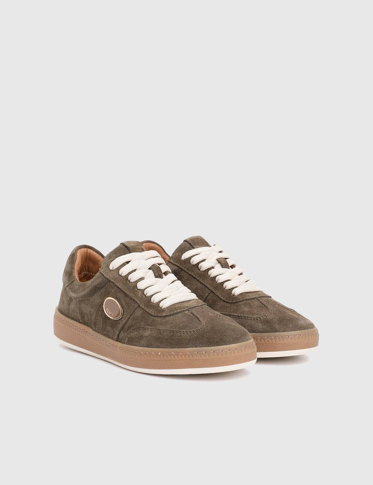 Nicoli Khaki Suede Leather Women's Sneaker