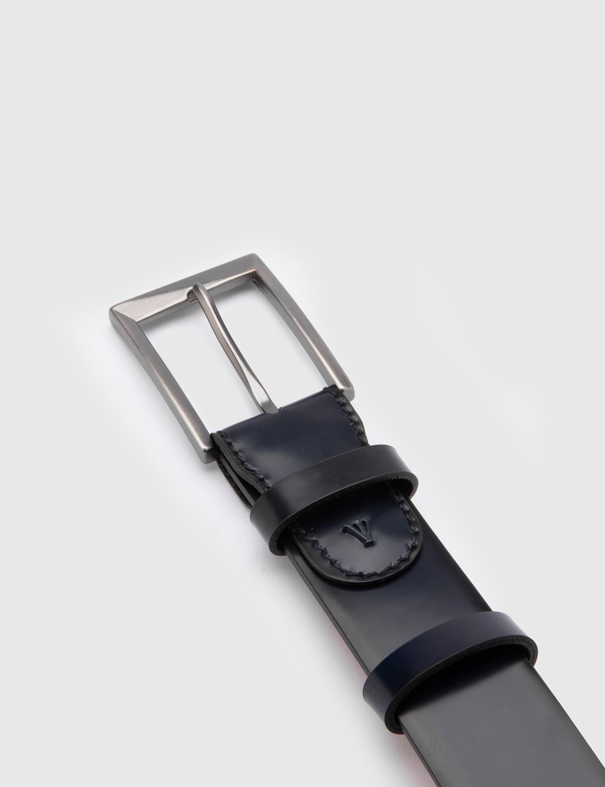 Novak Navy Blue Florentic Leather Men's Belt