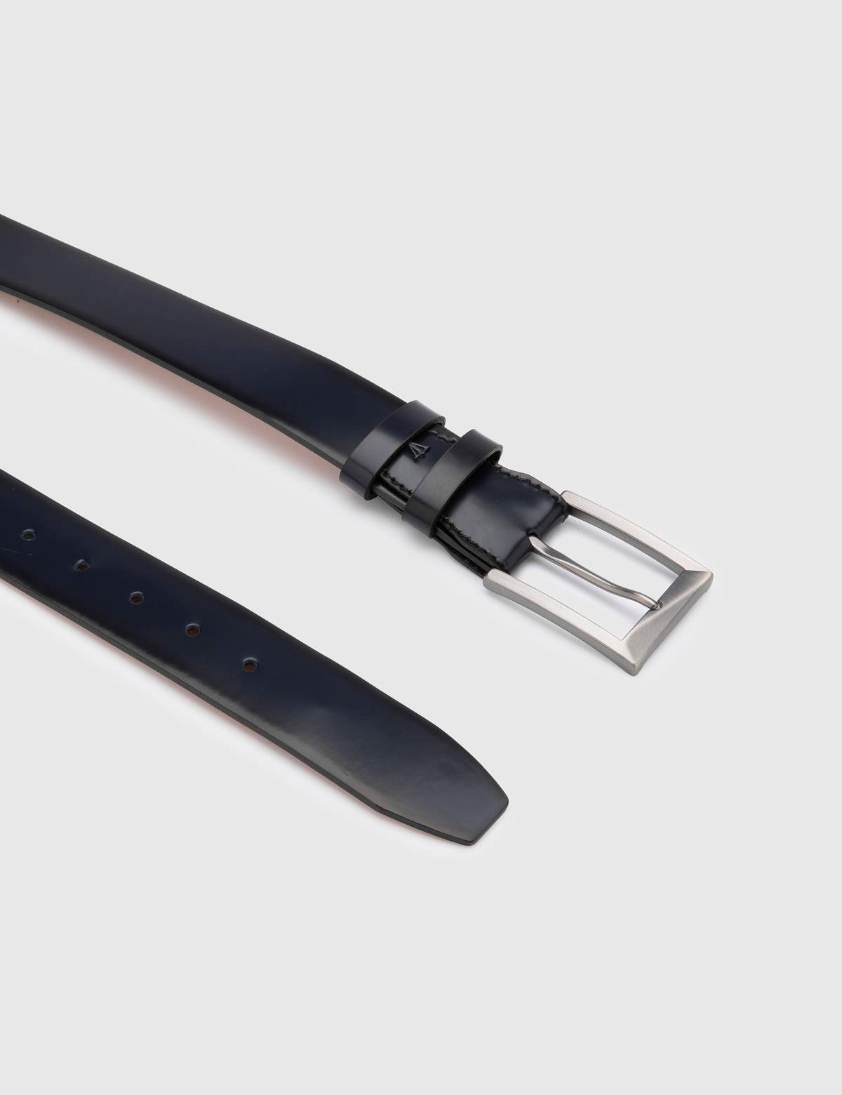 Novak Navy Blue Florentic Leather Men's Belt