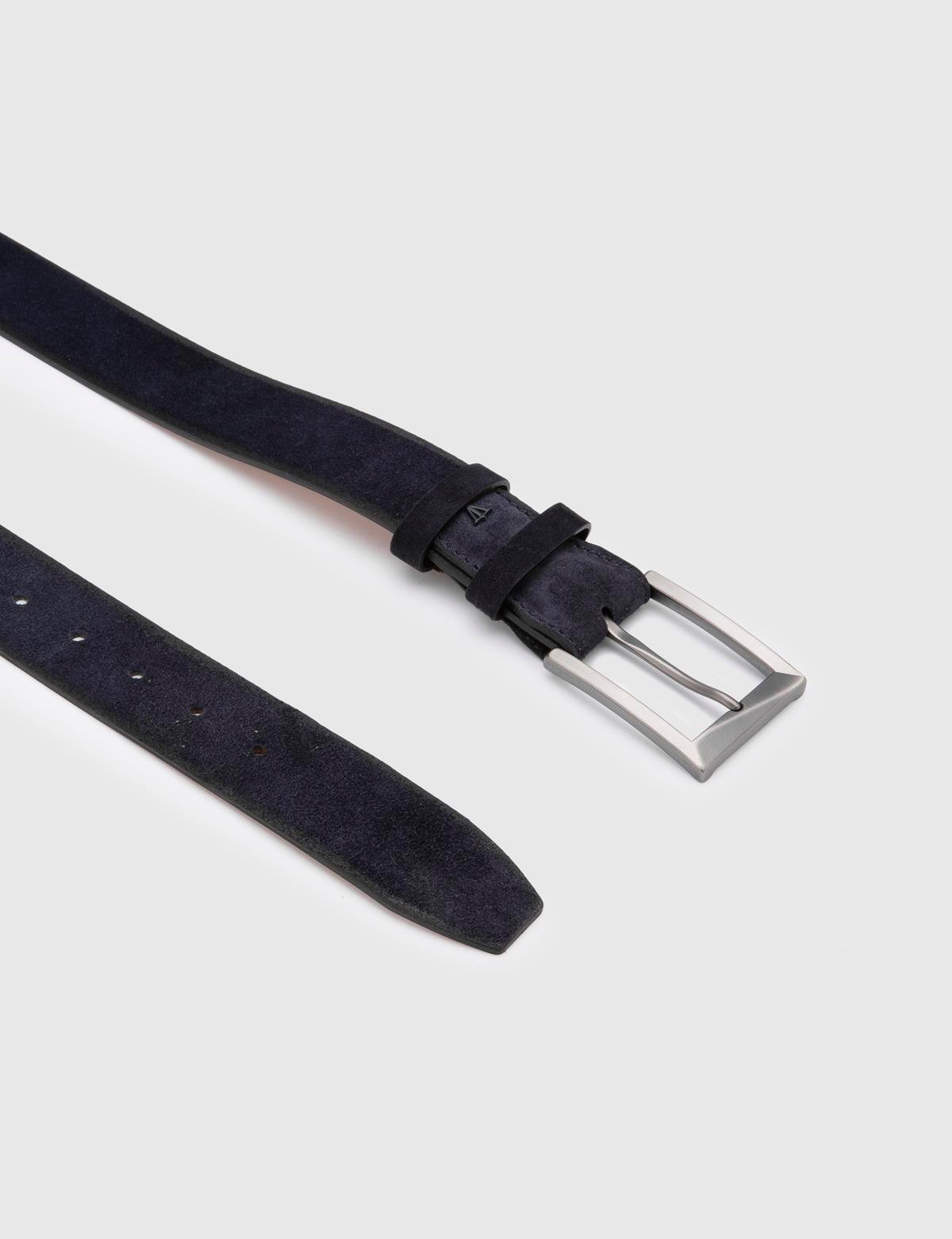 Novak Navy Blue Suede Leather Men's Belt