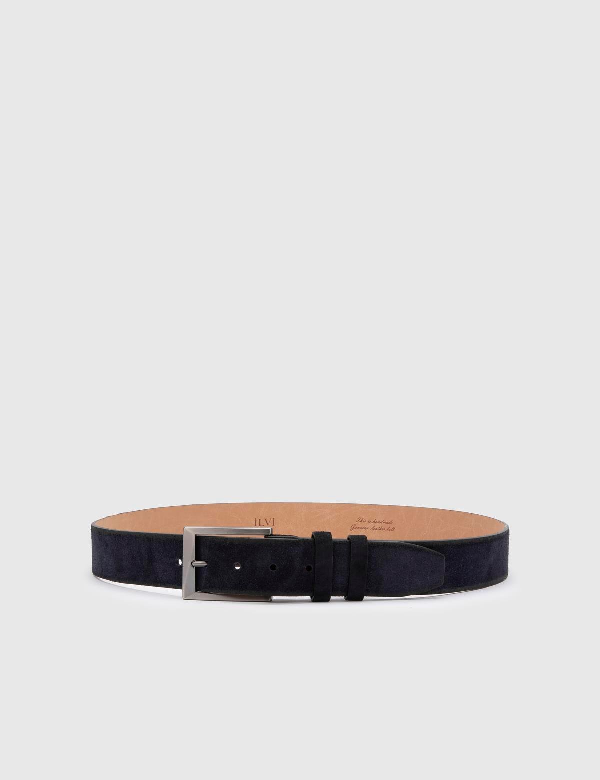 Novak Navy Blue Suede Leather Men's Belt