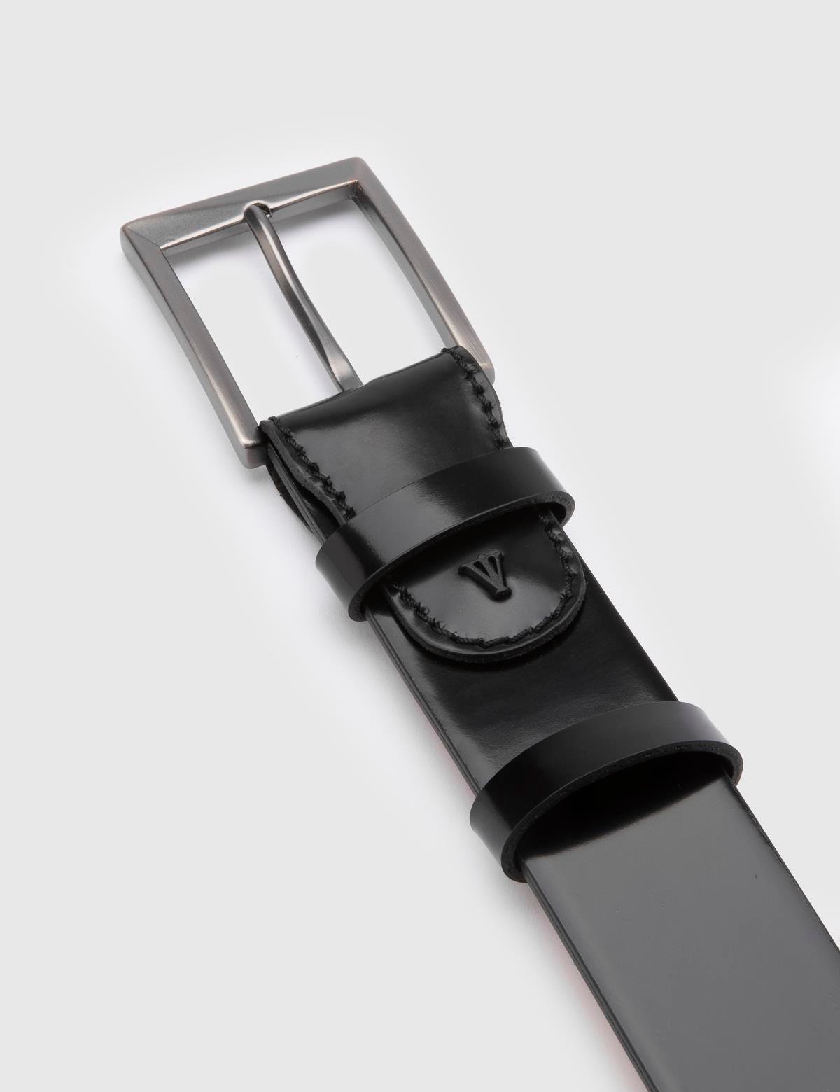 Novak Black Florentic Leather Men's Belt