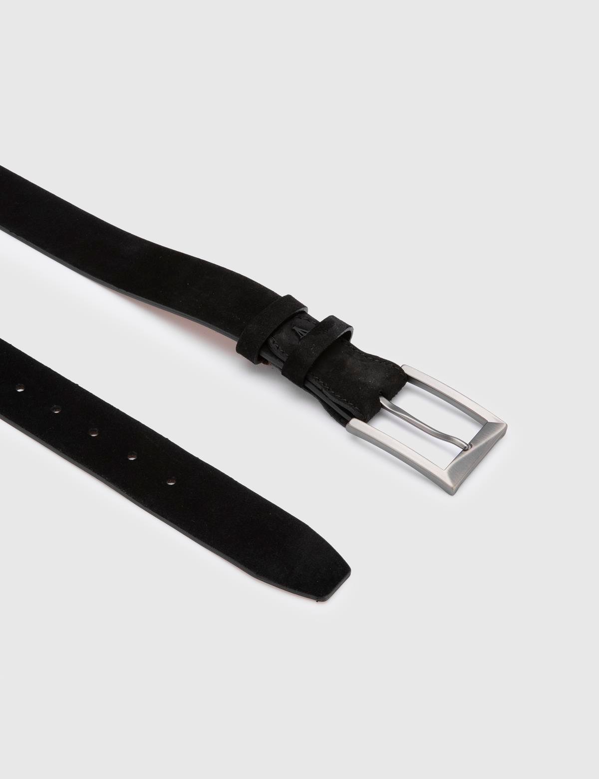 Novak Black Suede Leather Men's Belt