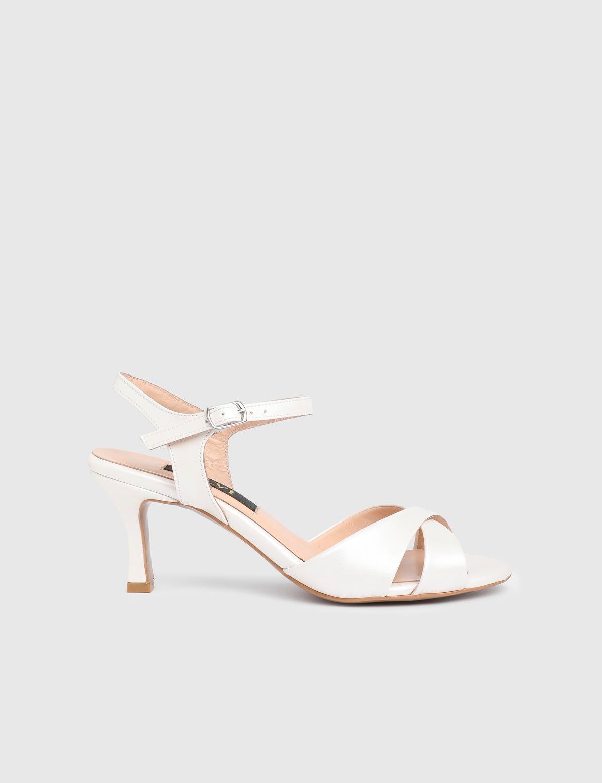 Nox White Leather Women's Heeled Sandal