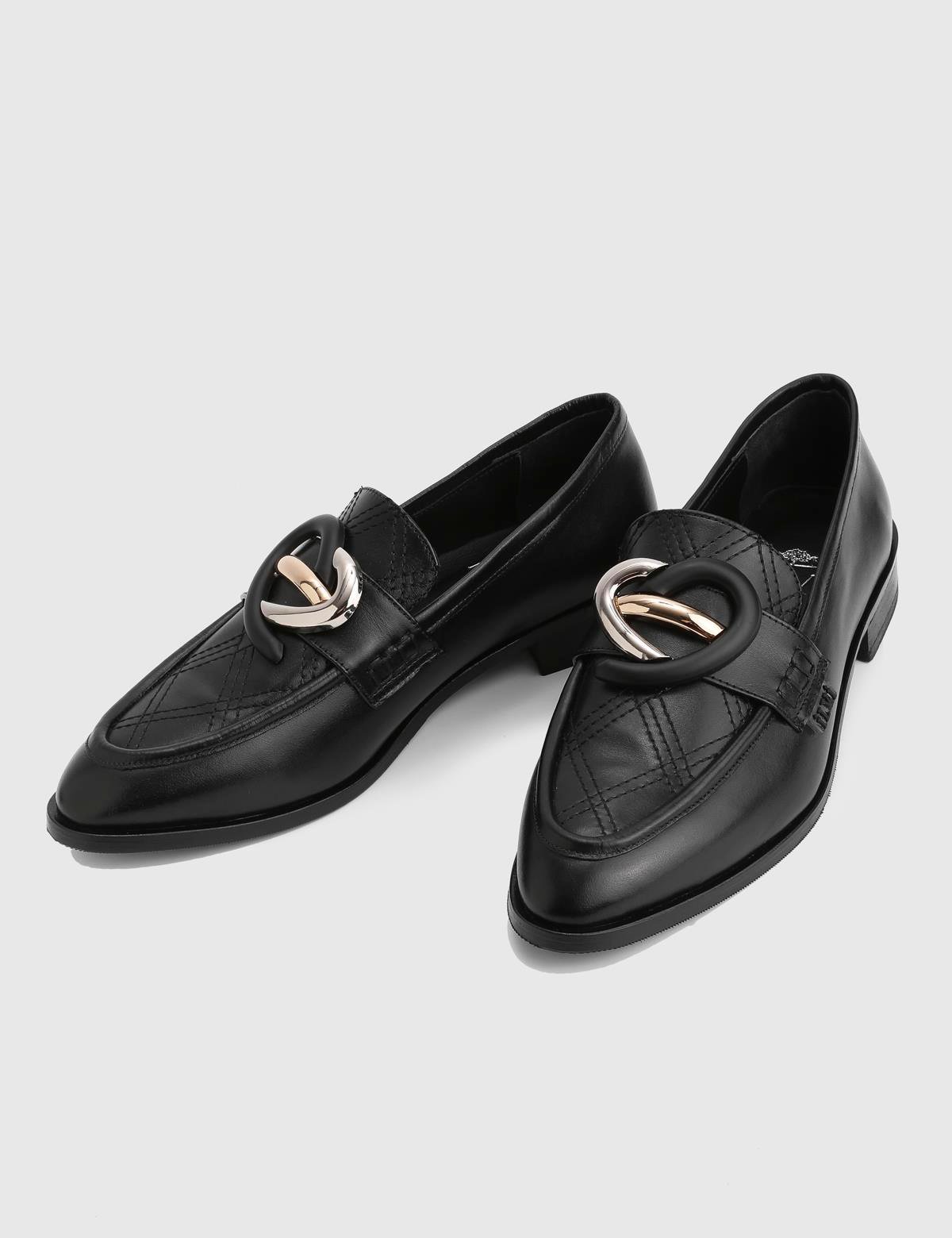 Orsina Black Leather Women's Loafer