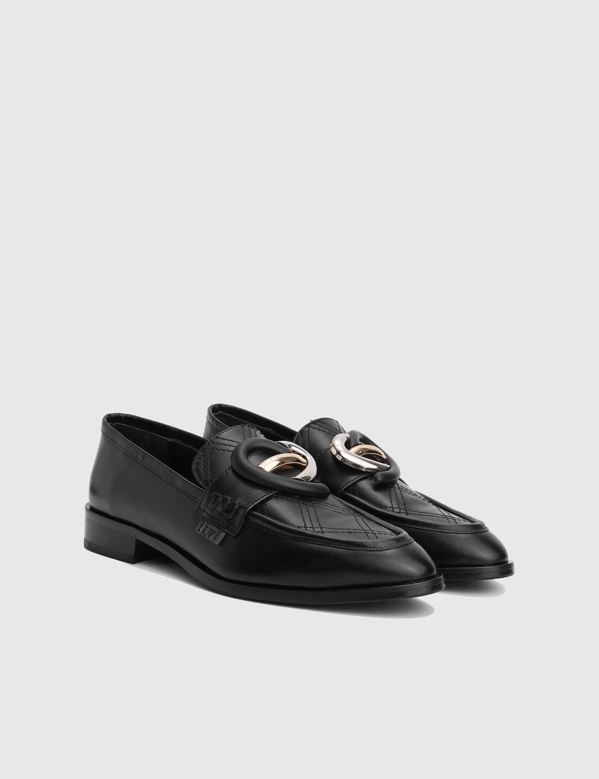 Orsina Black Leather Women's Loafer