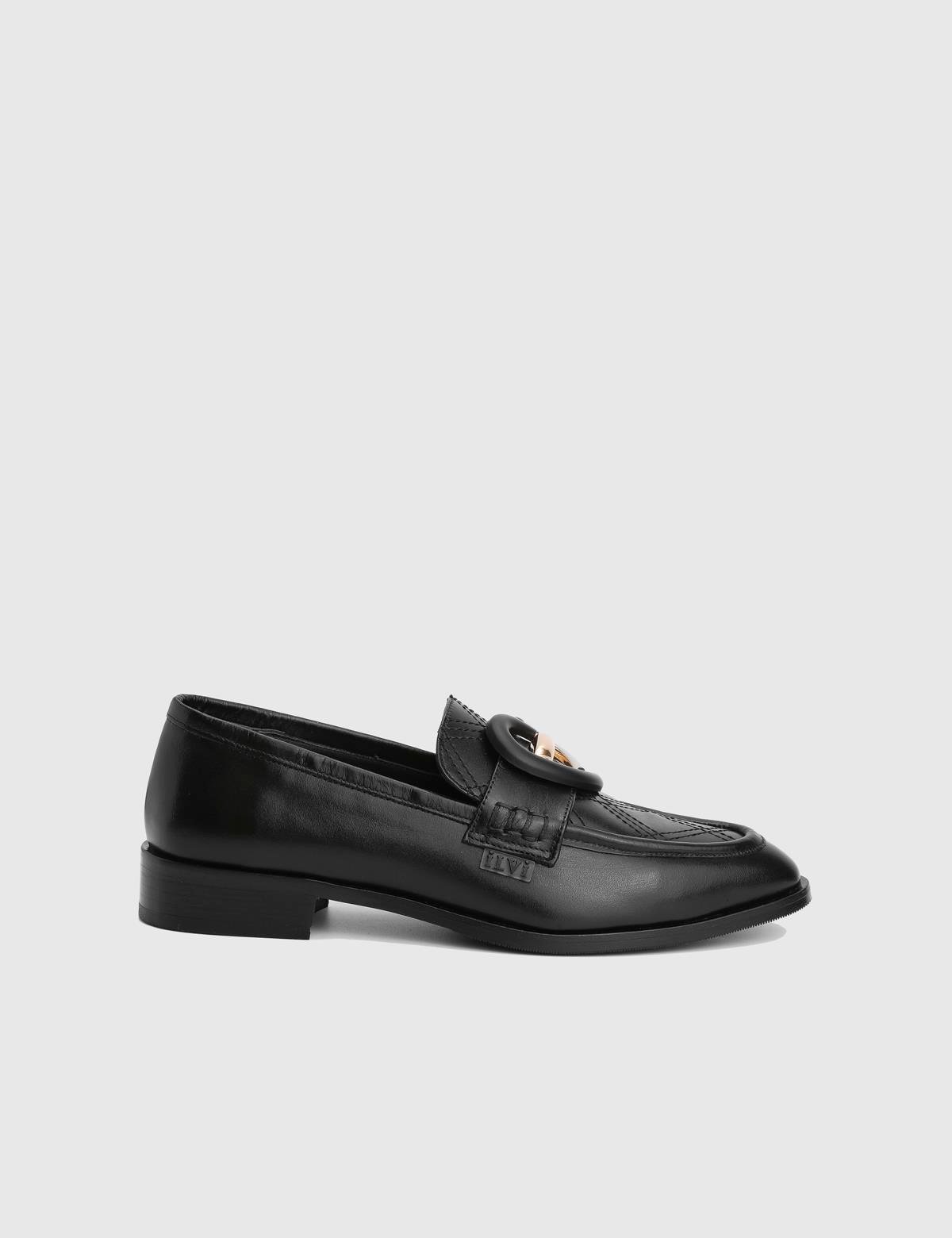 Orsina Black Leather Women's Loafer