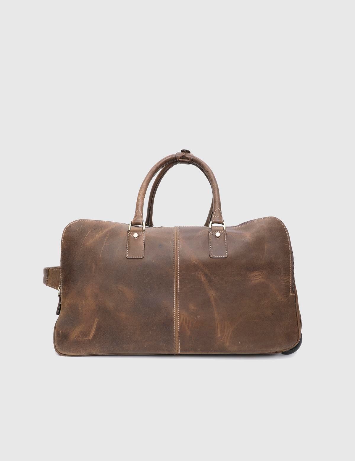 Orva Camel Crazy Leather Men's Suitcase