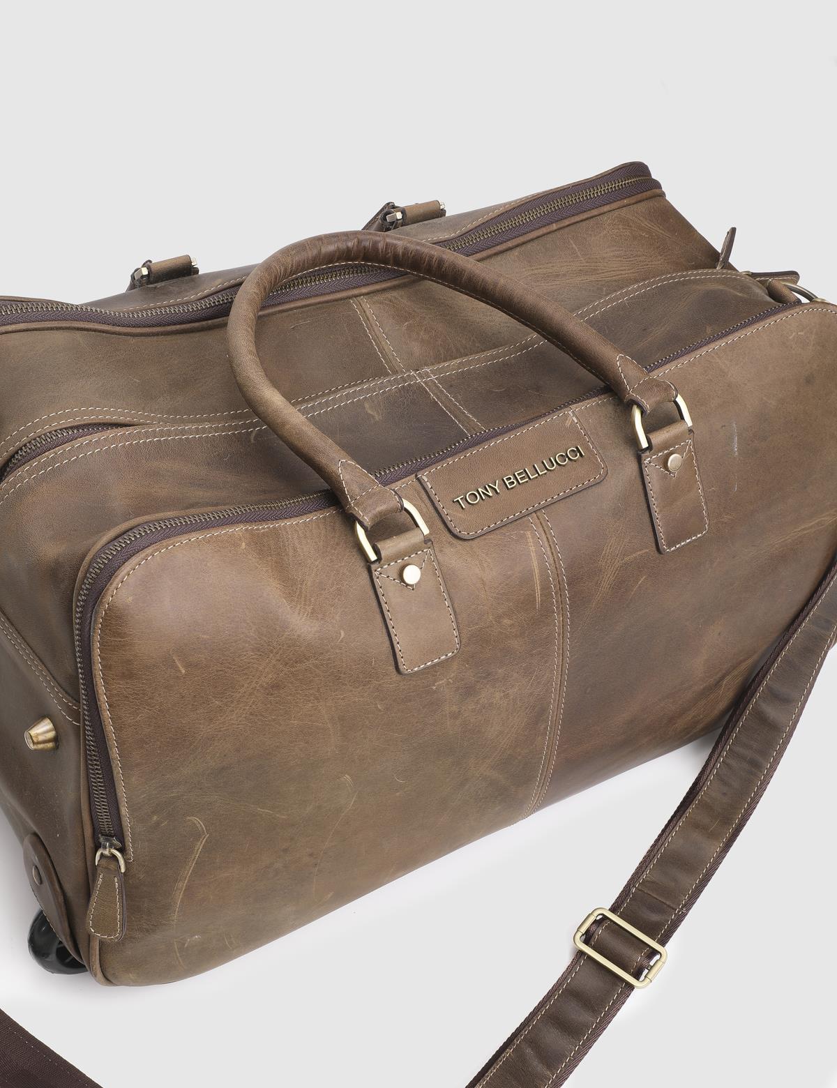 Orva Camel Crazy Leather Men's Suitcase