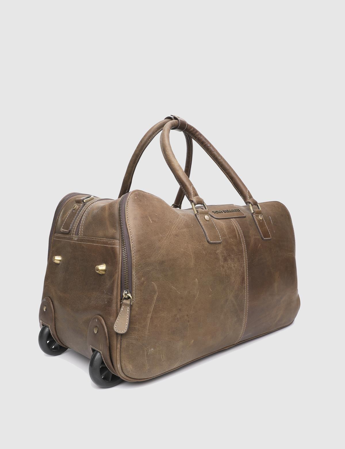 Orva Camel Crazy Leather Men's Suitcase