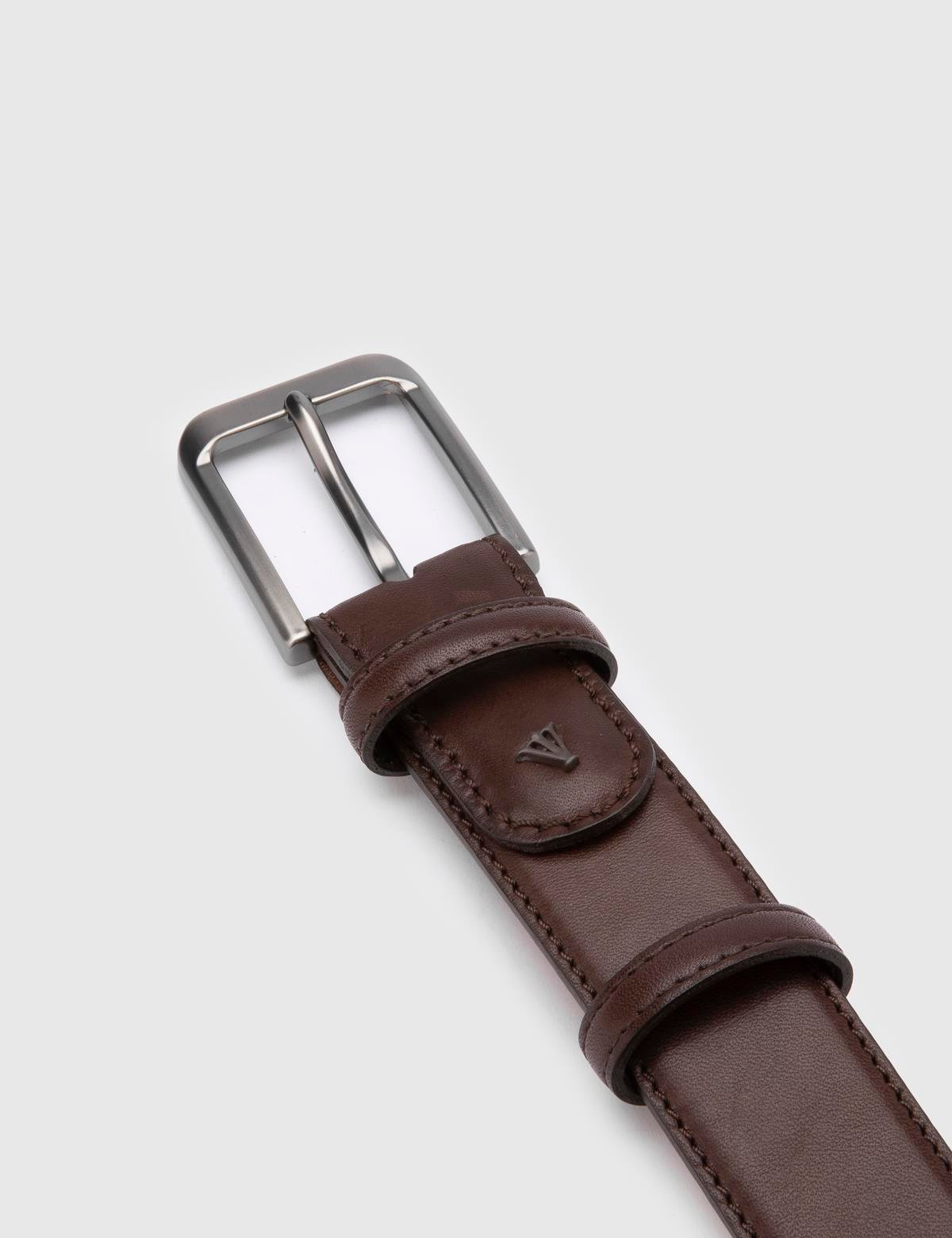 Owens Antique Brown Leather Men's Belt with Crocodile Print