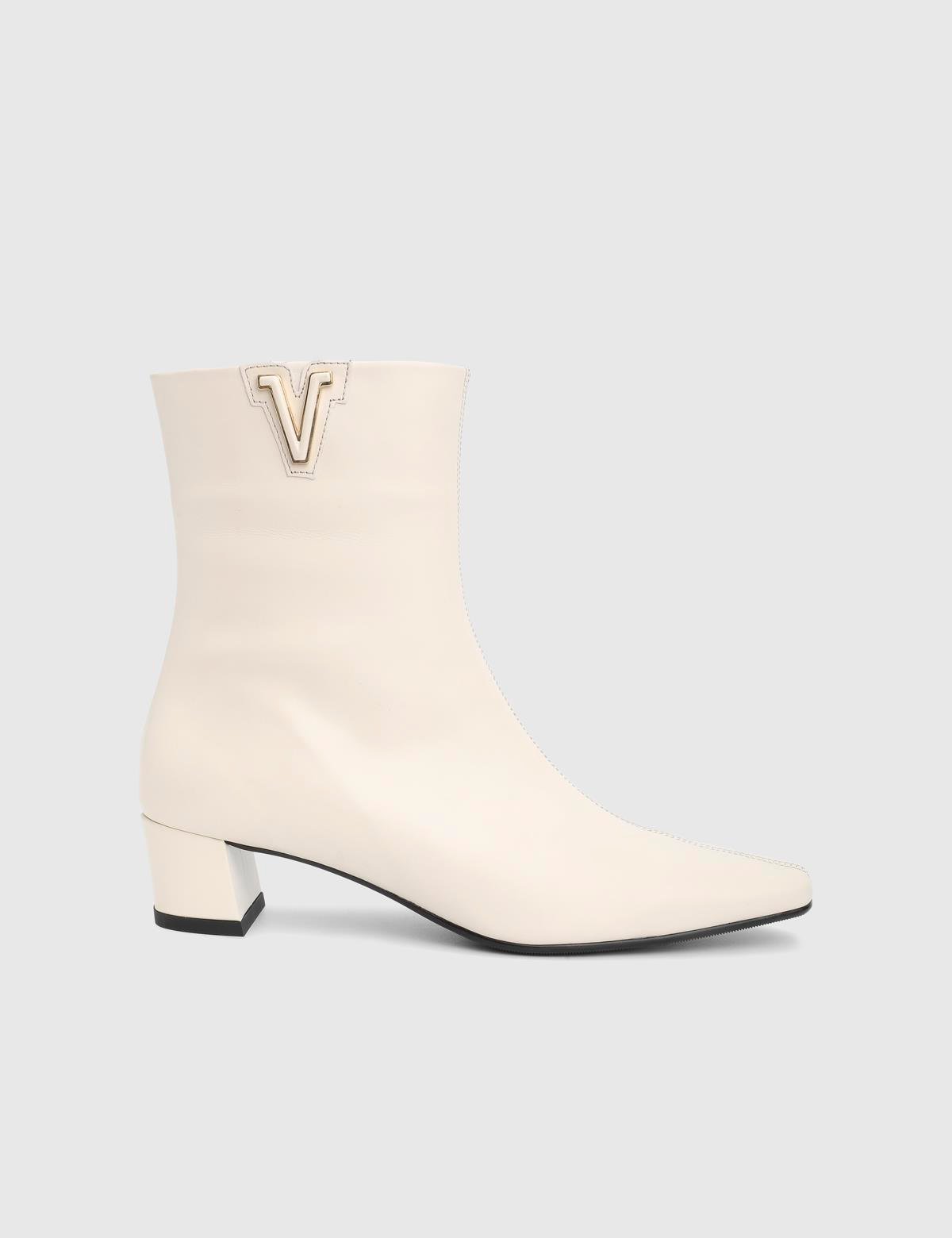 Parisa Cream Leather Women's Heeled Boot