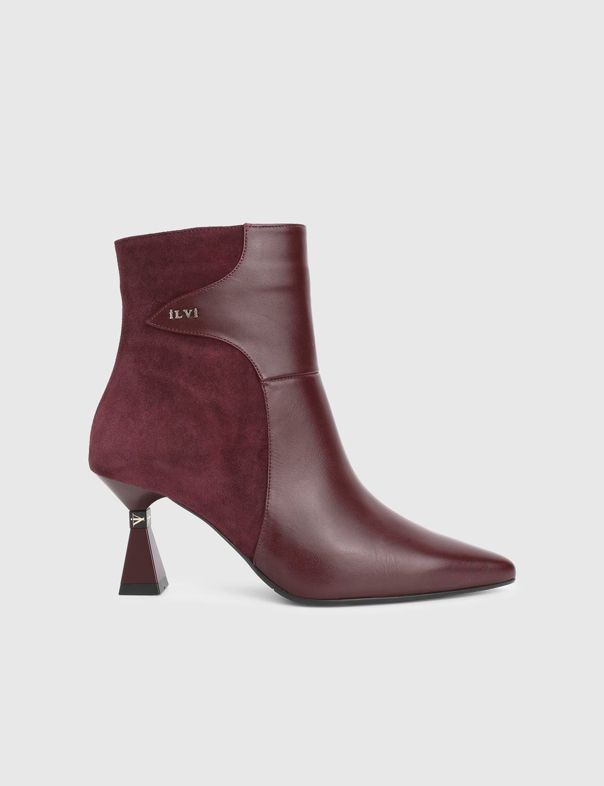 Patsy Burgundy Suede Leather Women's Heeled Boot