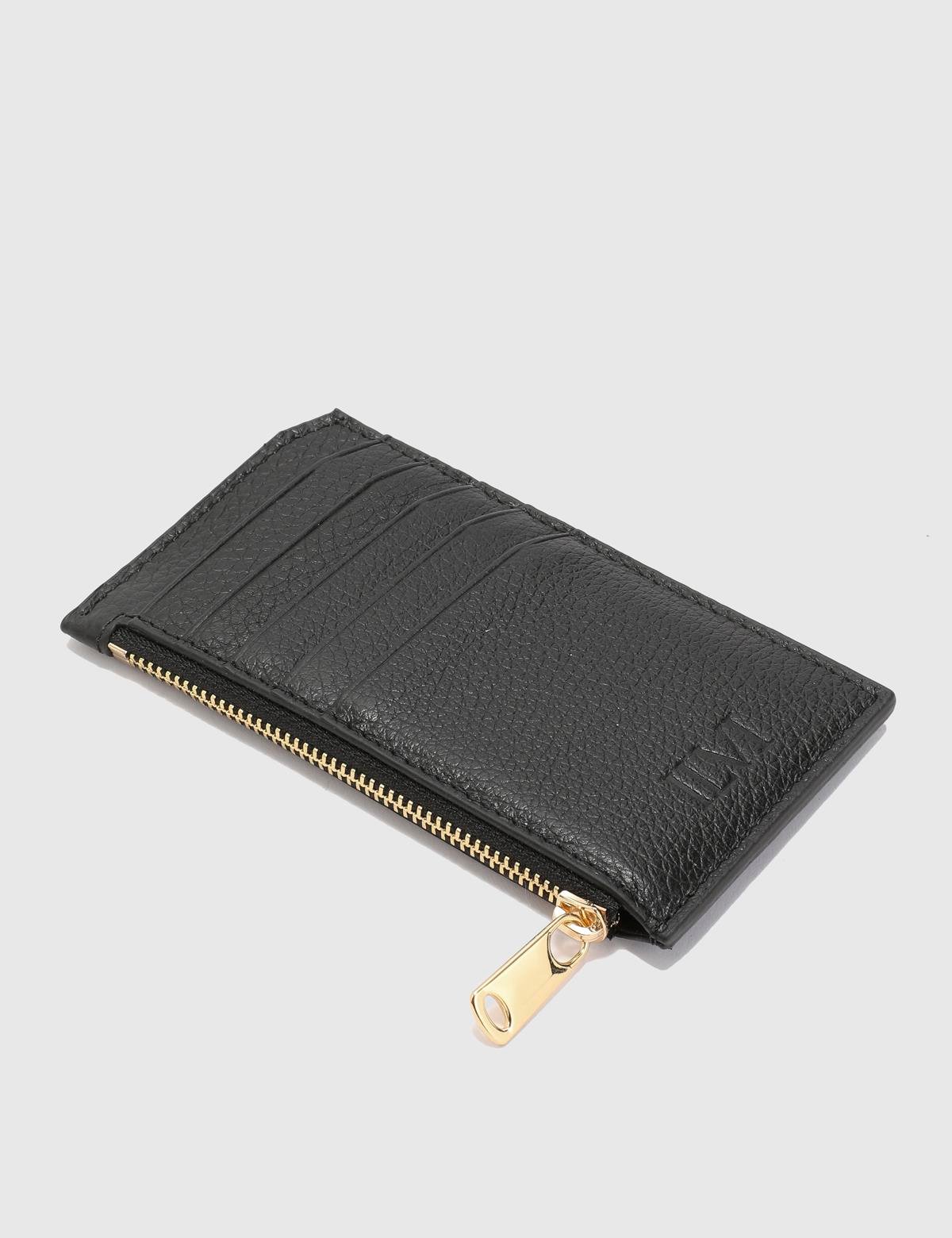 Pereira Black Floater Leather Unisex Card Holder