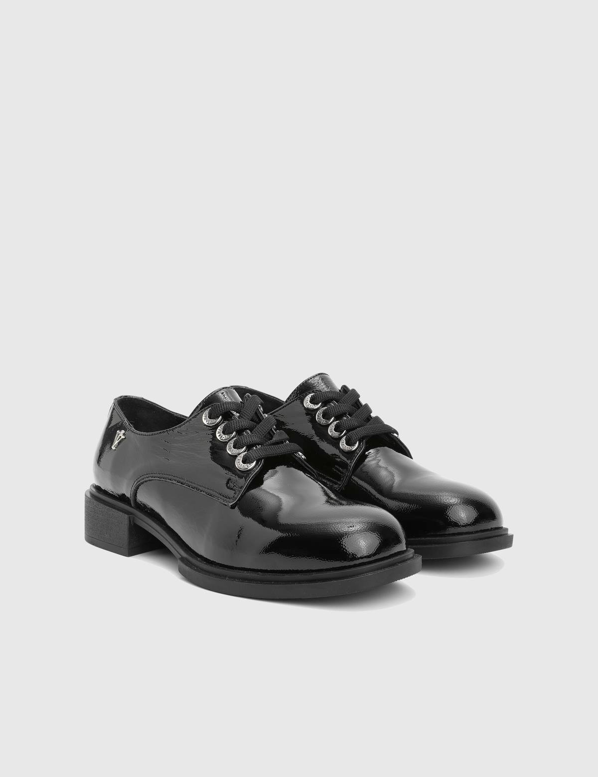 Pertis Black Patent Leather Women's Oxford