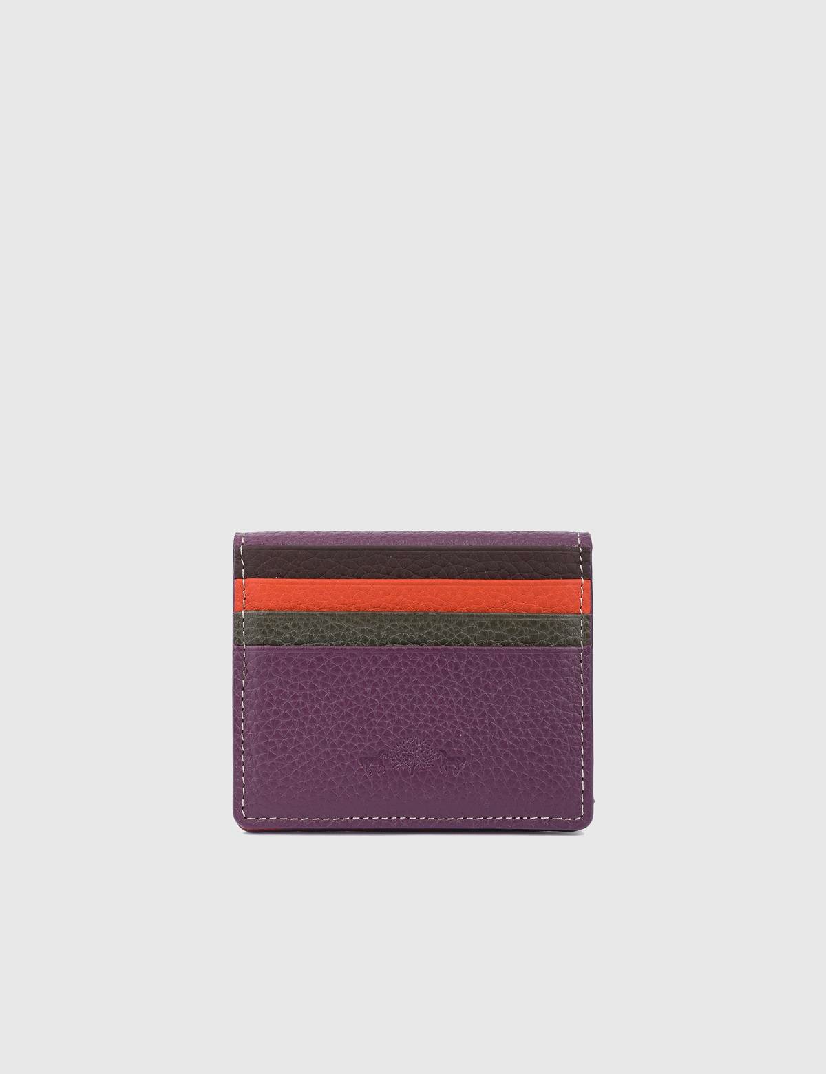 Piura Purple Leather Unisex Card Holder
