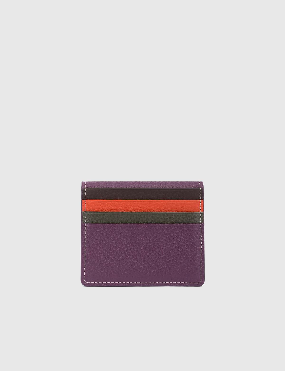 Piura Purple Leather Unisex Card Holder