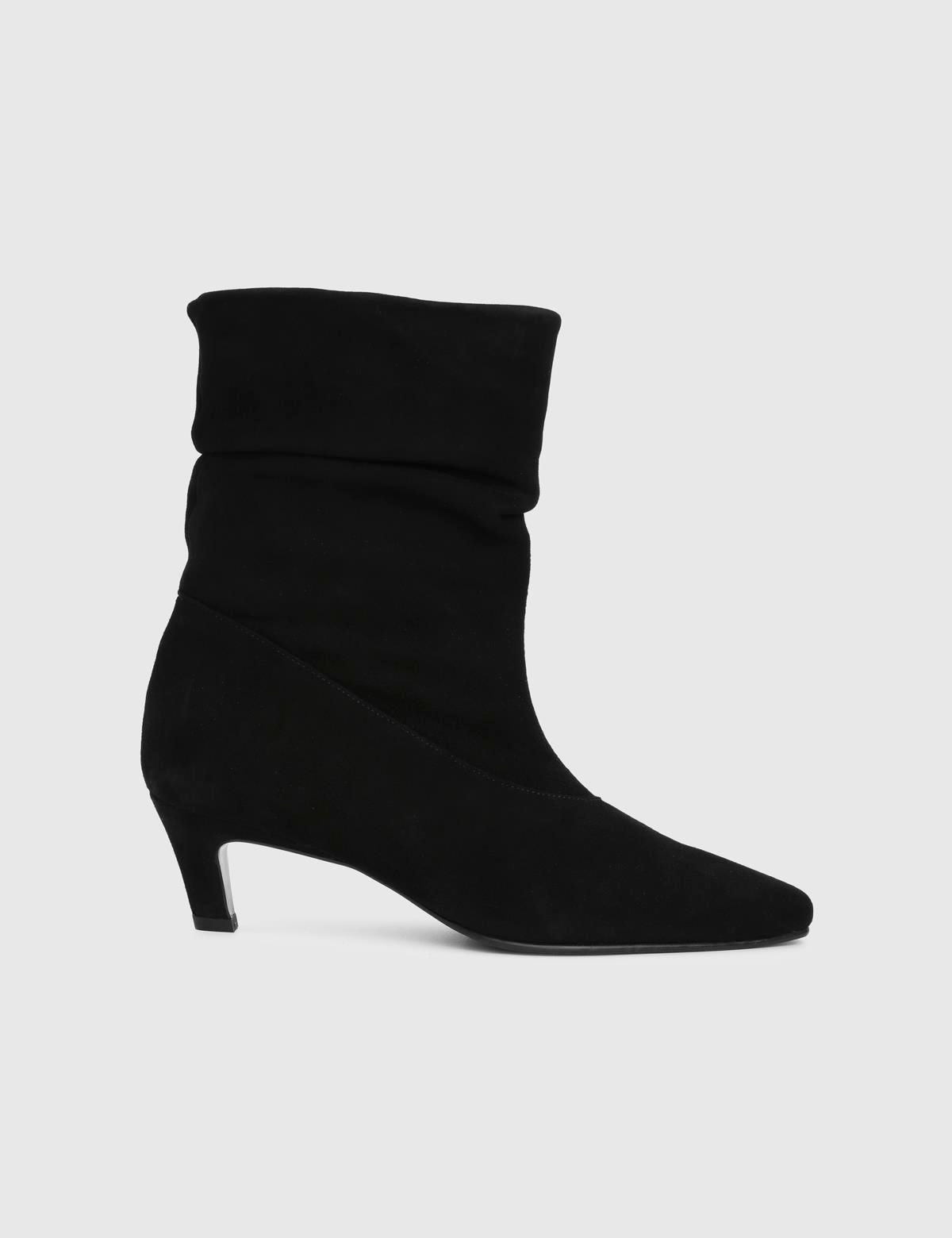 Playa Black Suede Leather Women's Heeled Boot