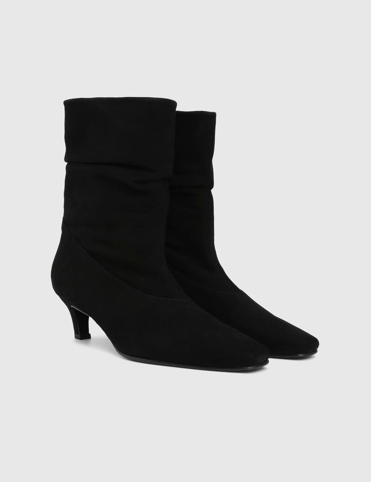 Playa Black Suede Leather Women's Heeled Boot