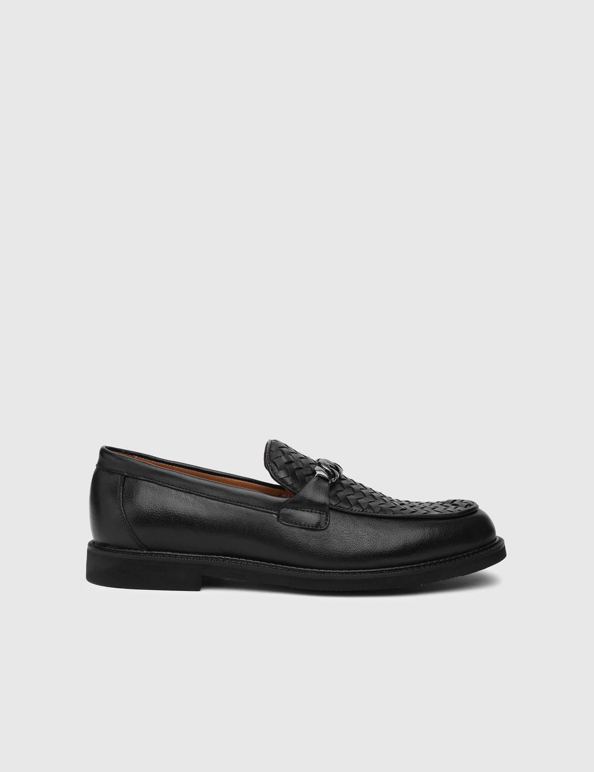 Polten Black Leather Men's Loafer