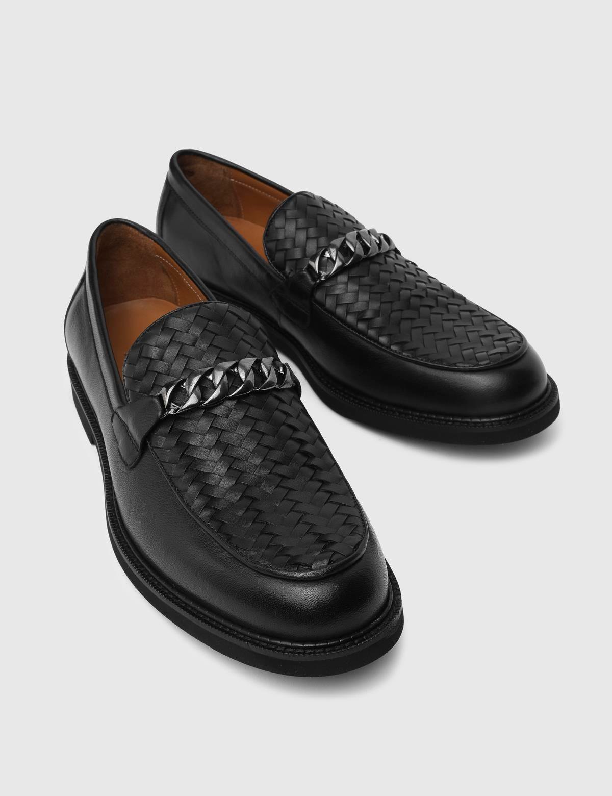 Polten Black Leather Men's Loafer