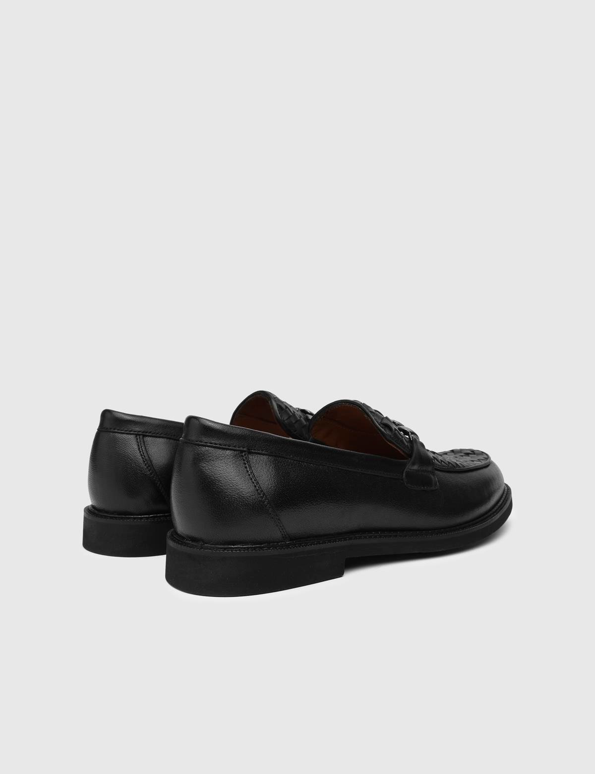 Polten Black Leather Men's Loafer