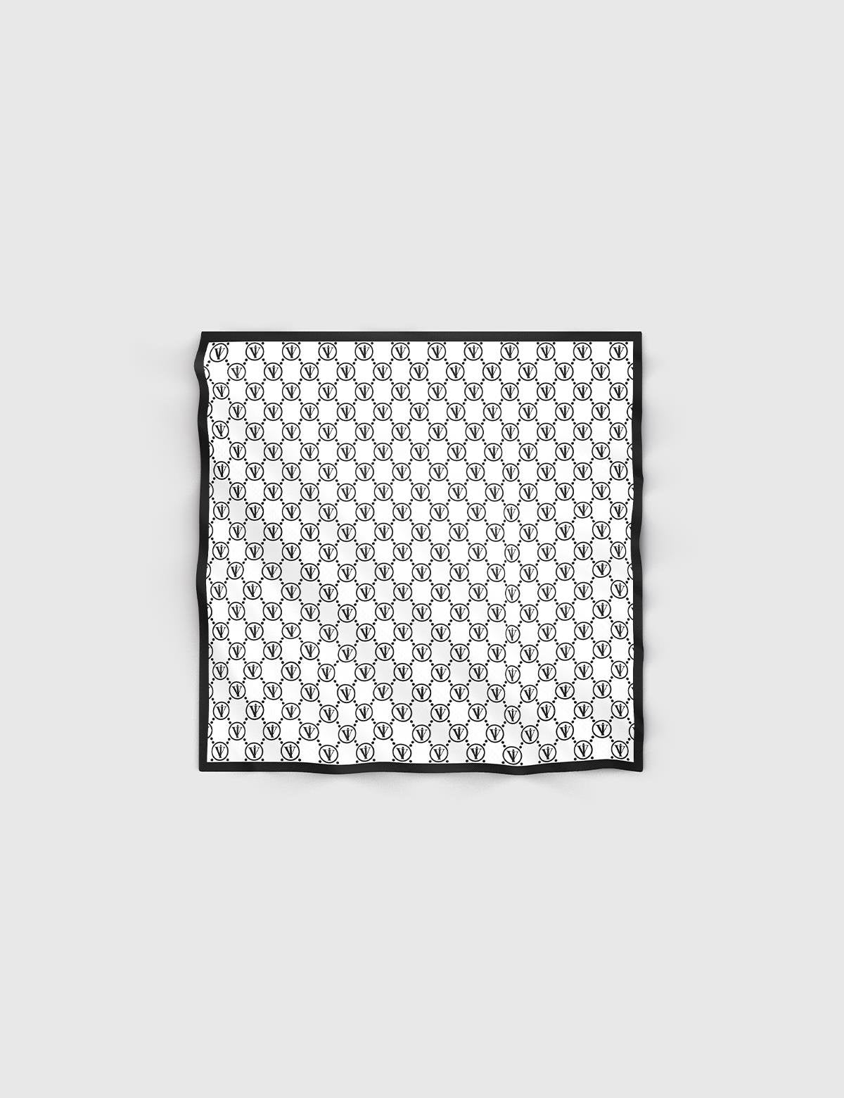 Pori White-Black Silk Twill Women's Bandana