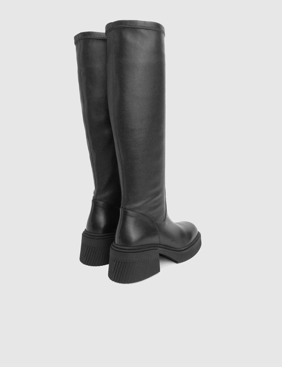 Portia Black Leather Women's Stretch High Boot