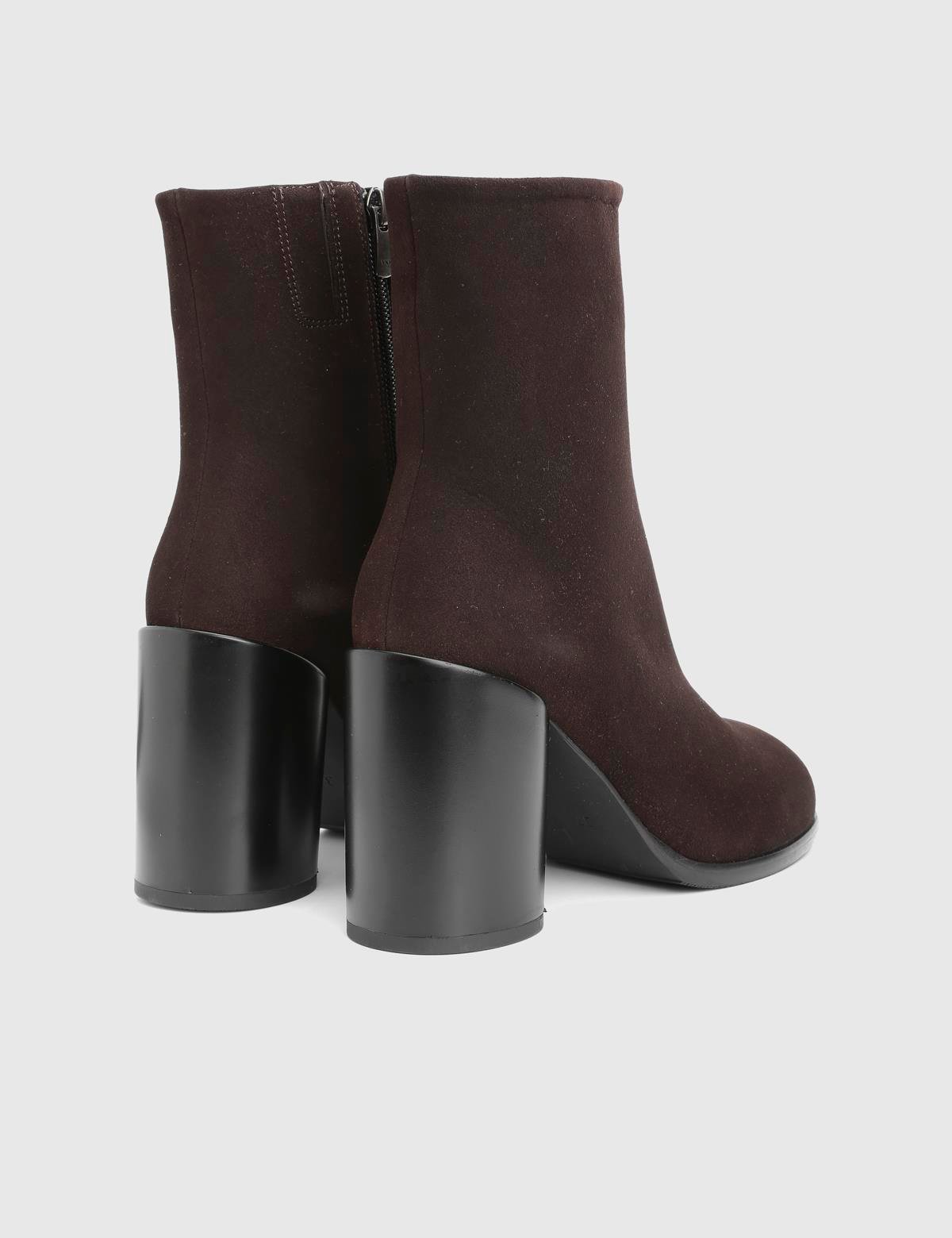 Rabit Brown Suede Leather Women's Heeled Boot