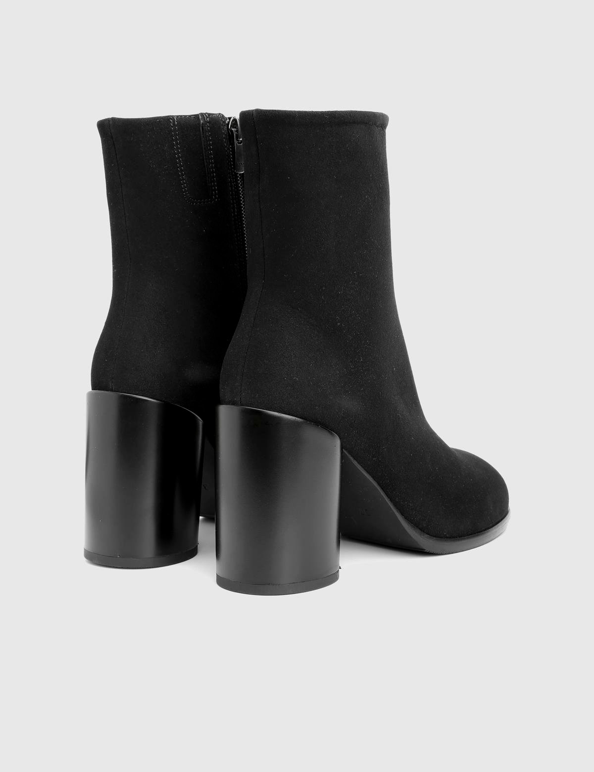 Rabit Black Suede Leather Women's Heeled Boot