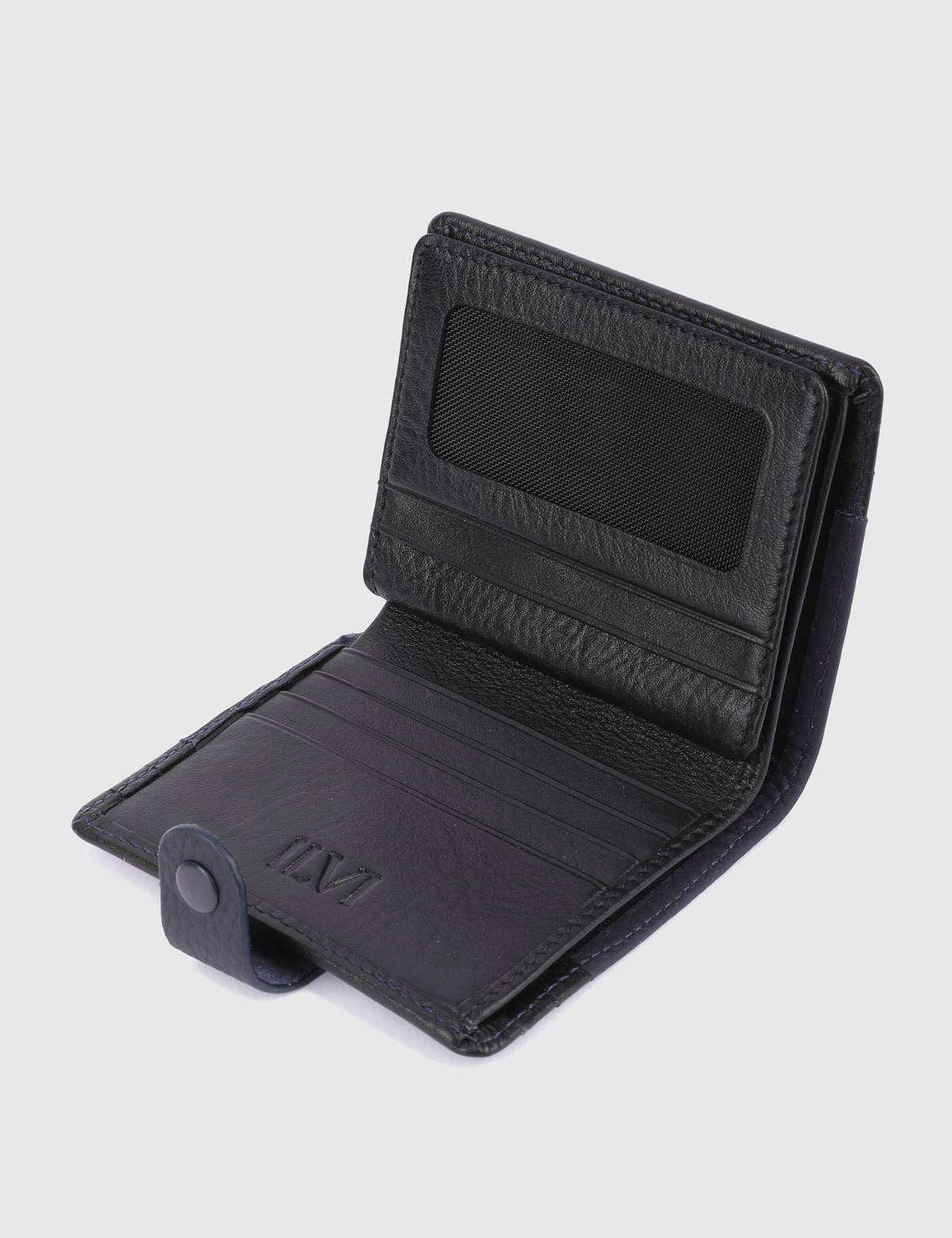 Rainier Navy Blue Leather Unisex Wallet