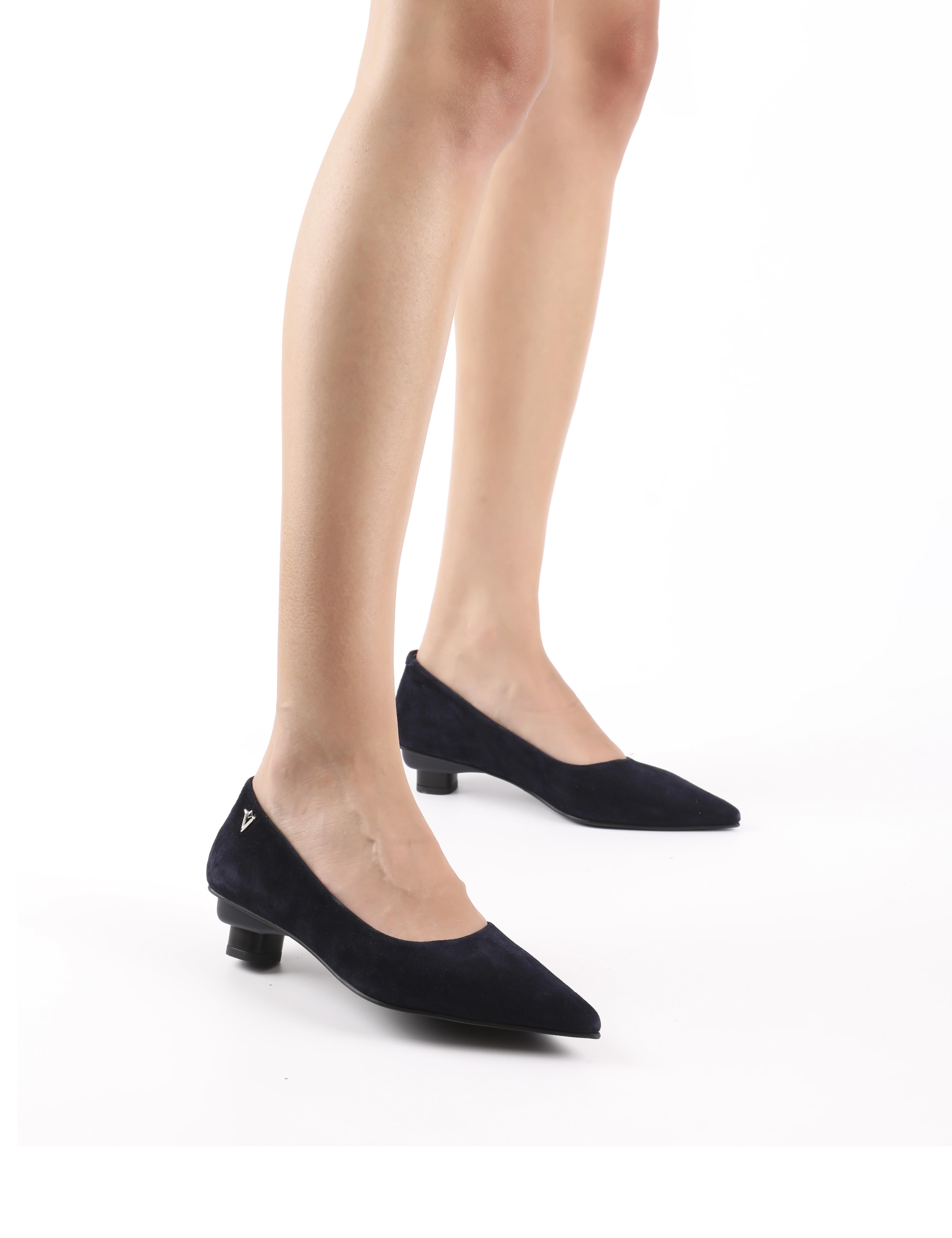 Renita Navy Blue Suede Leather Women's Pump