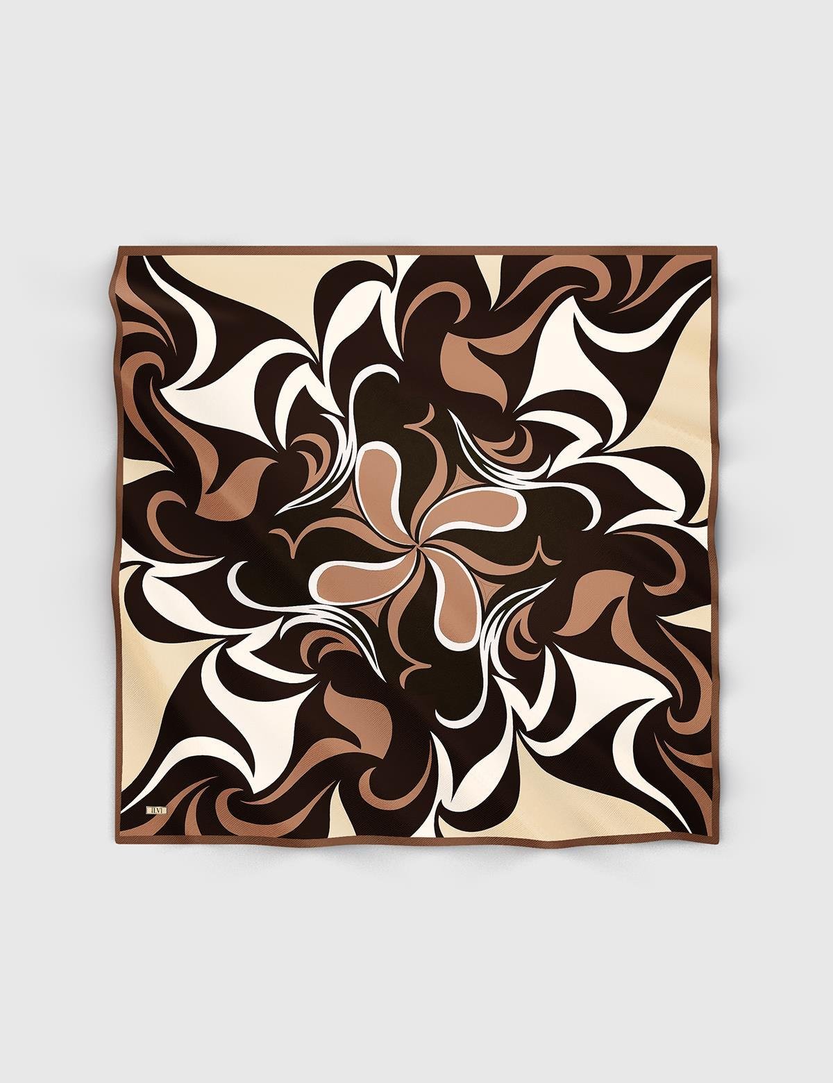 Ribas Black Brown Beige Silk Twill Women's Scarf