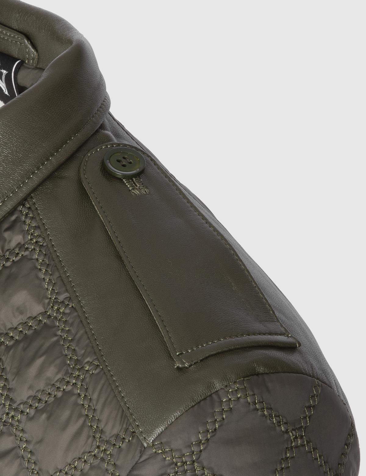 Rivne Khaki Men's Leather Bomber Jacket