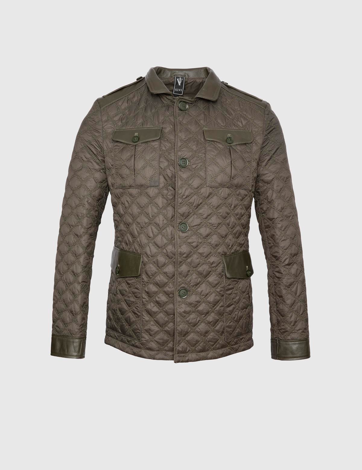 Rivne Khaki Men's Leather Bomber Jacket