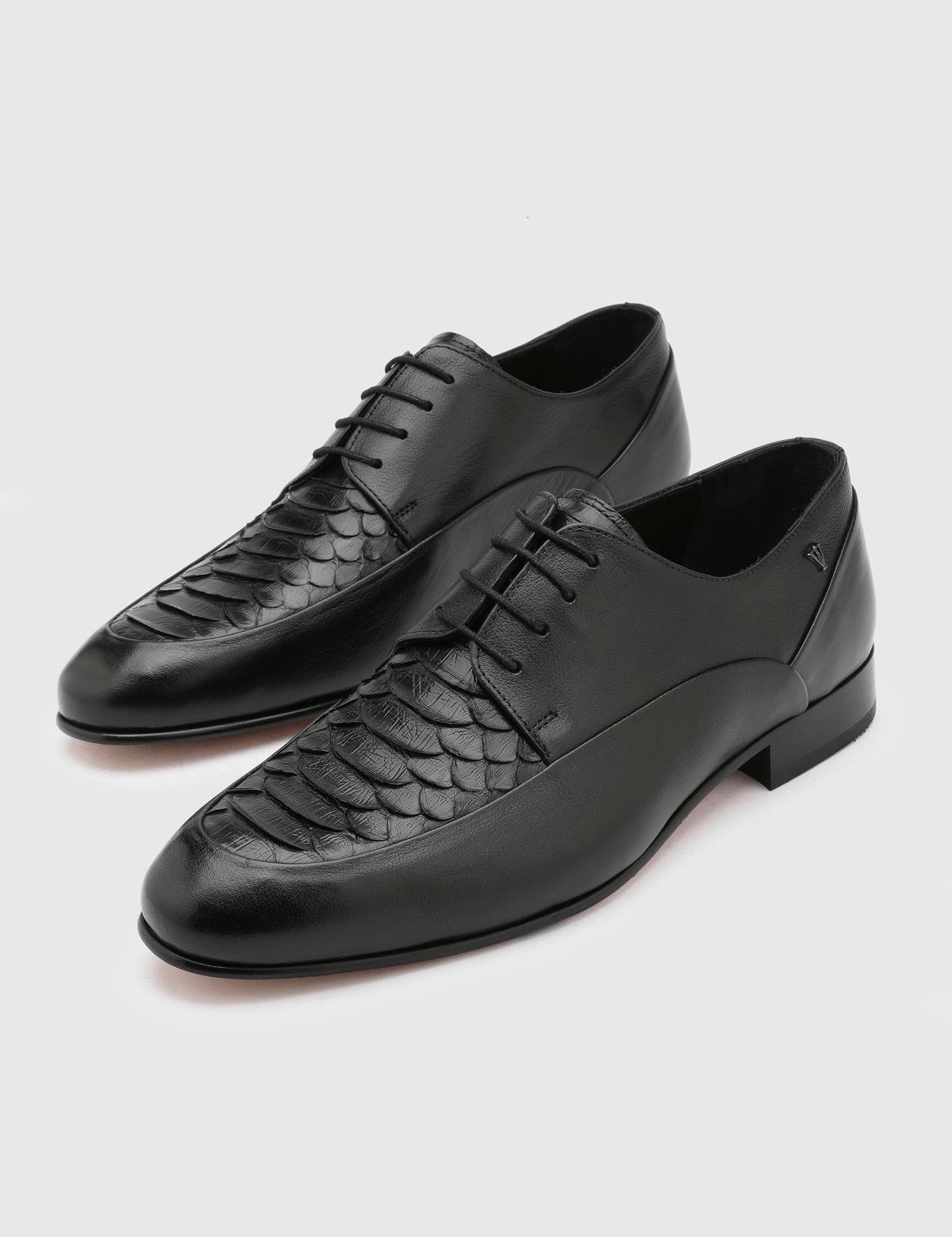 Roan Schwarze Schlangenleder Herren-Klassikerschuh