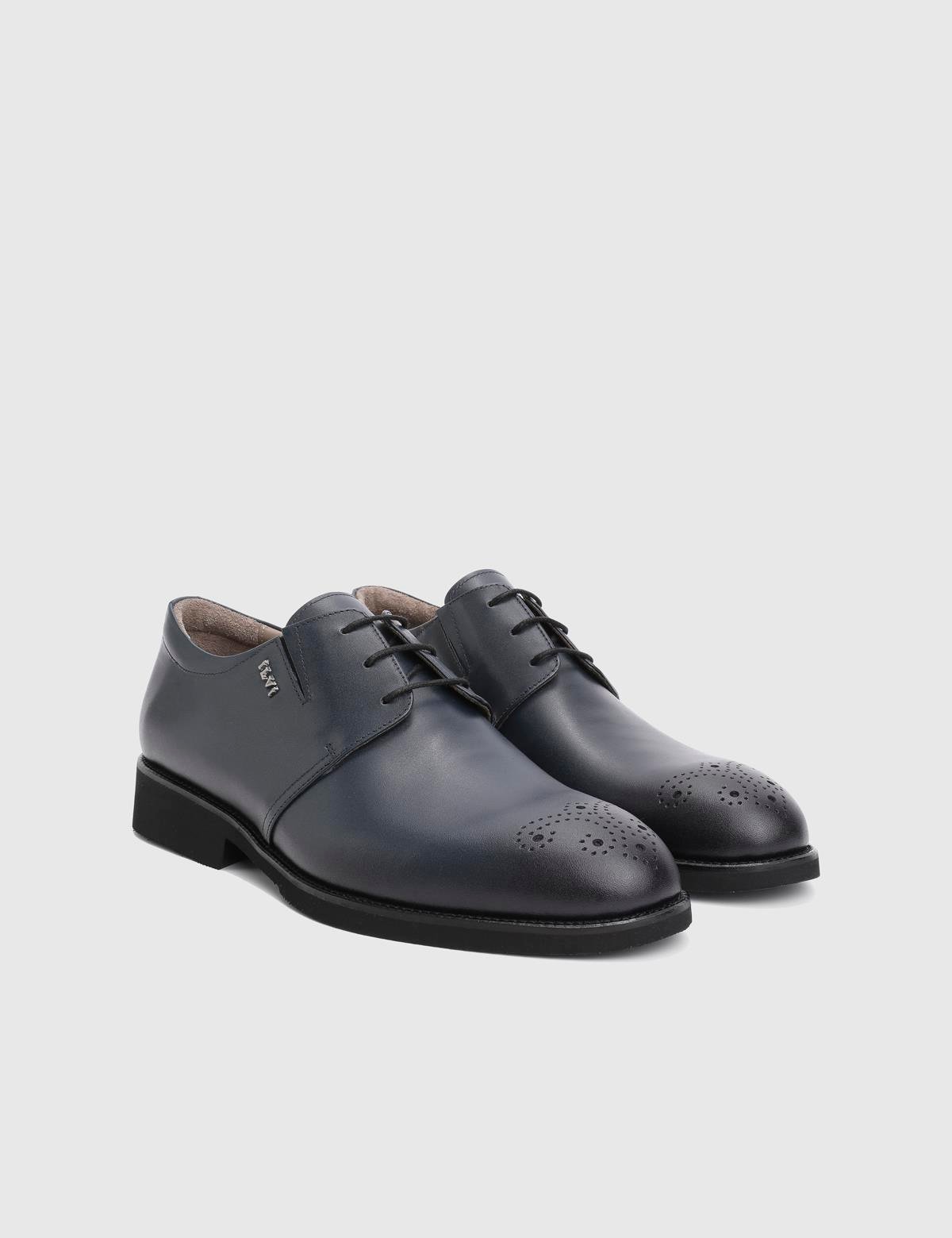Rodrigo Navy Blue Leather Men's Derby Shoe