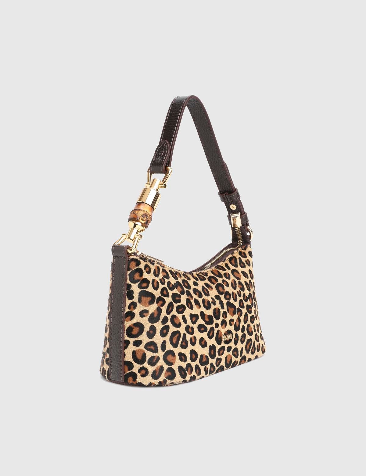 Roomy Leopard Foal Fur Leather Women's Shoulder Bag