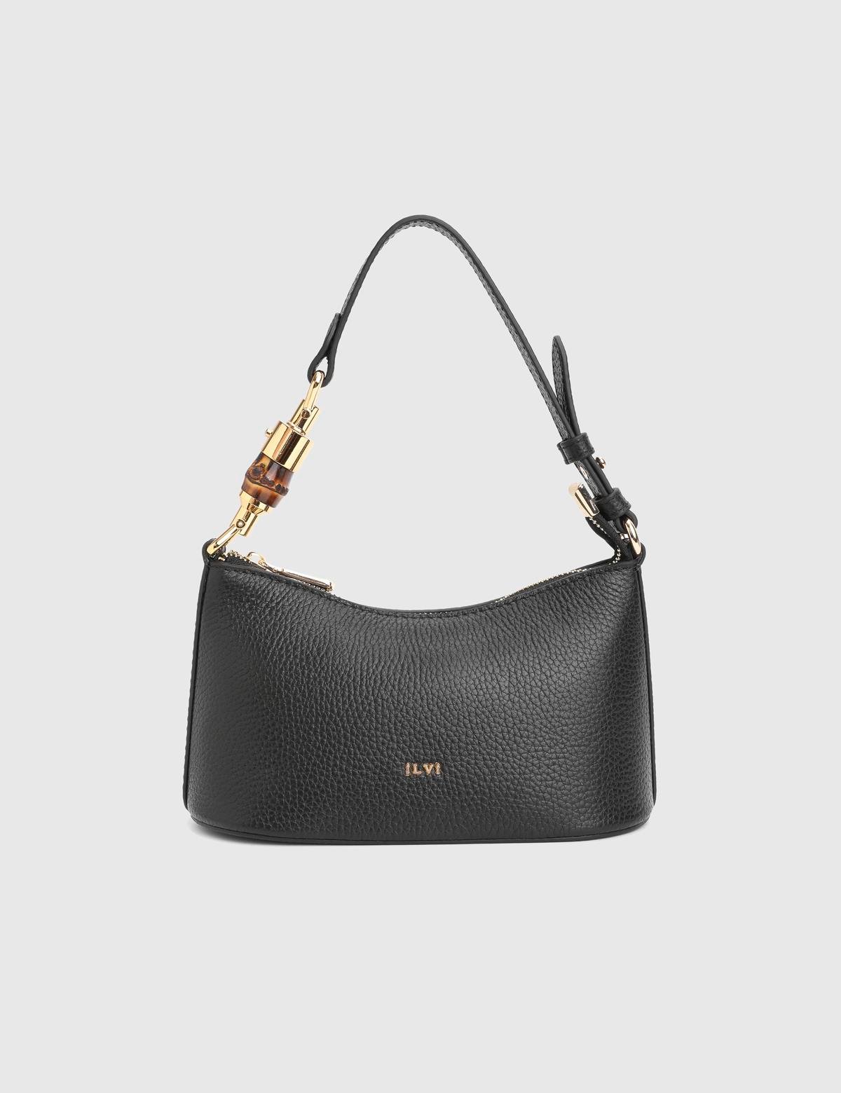 Roomy Black Floater Leather Women's Shoulder Bag