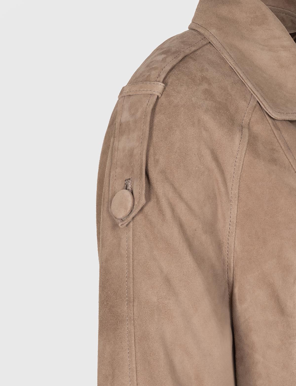 Rosio Beige Suede Women's Leather Jacket