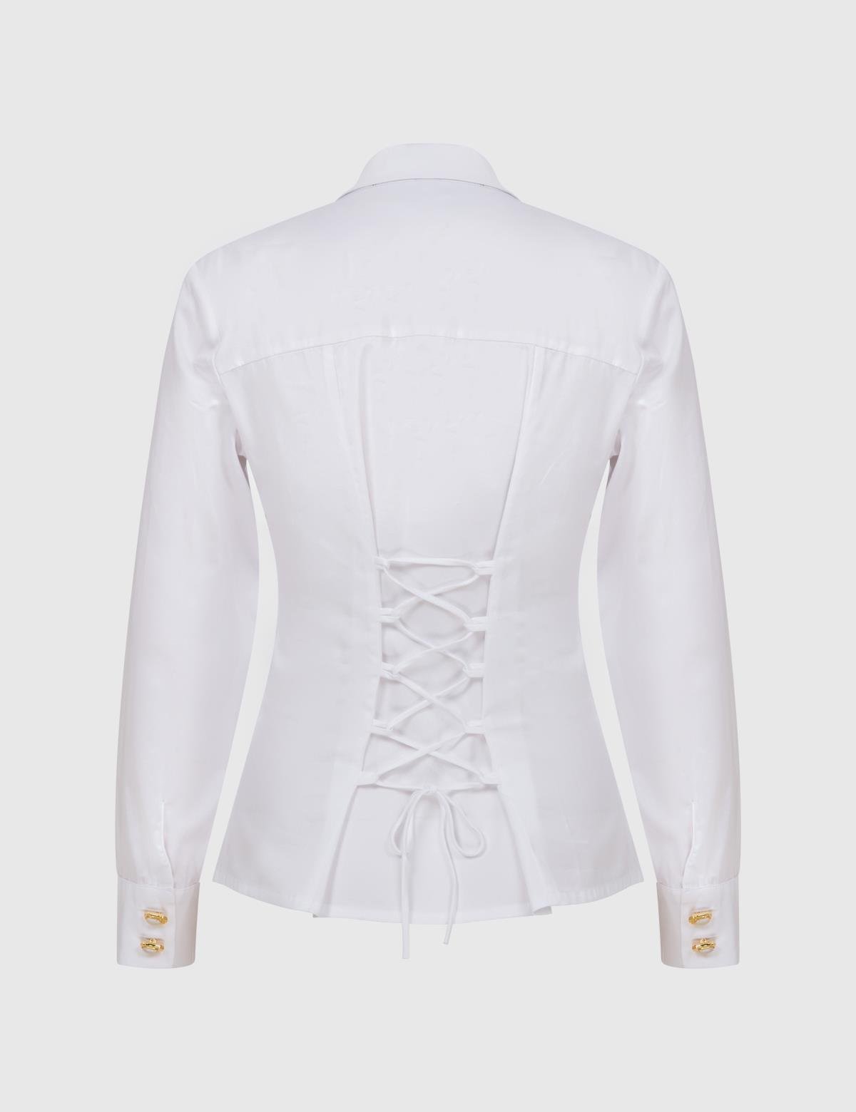 Ruffle White Women's Shirt